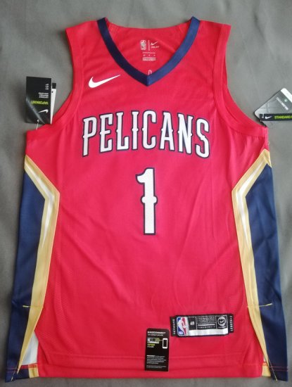 New Orleans Pelicans Zion Williamson 1 Jersey Red Player Version